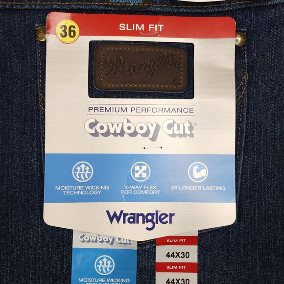 Wrangler Slim Fit Cowboy Cut Premium Performance Jeans 44x30 Flex Moisture Wick - Picture 4 of 12